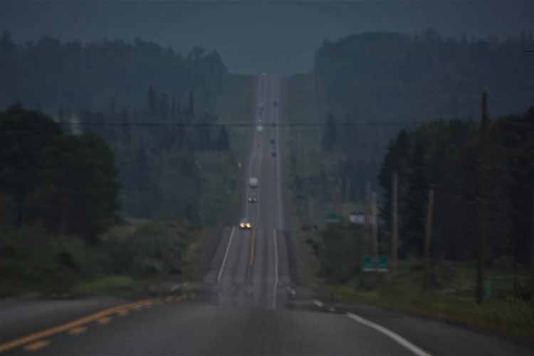 highway in rain
